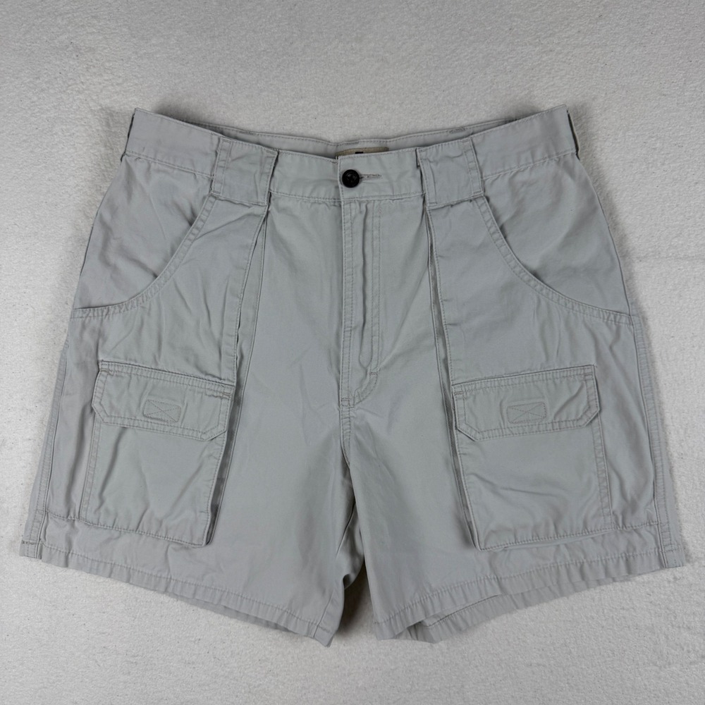 Woolrich Mens Cargo Shorts Stone Grey Cotton Canvas Utility Pockets Size‎ 32